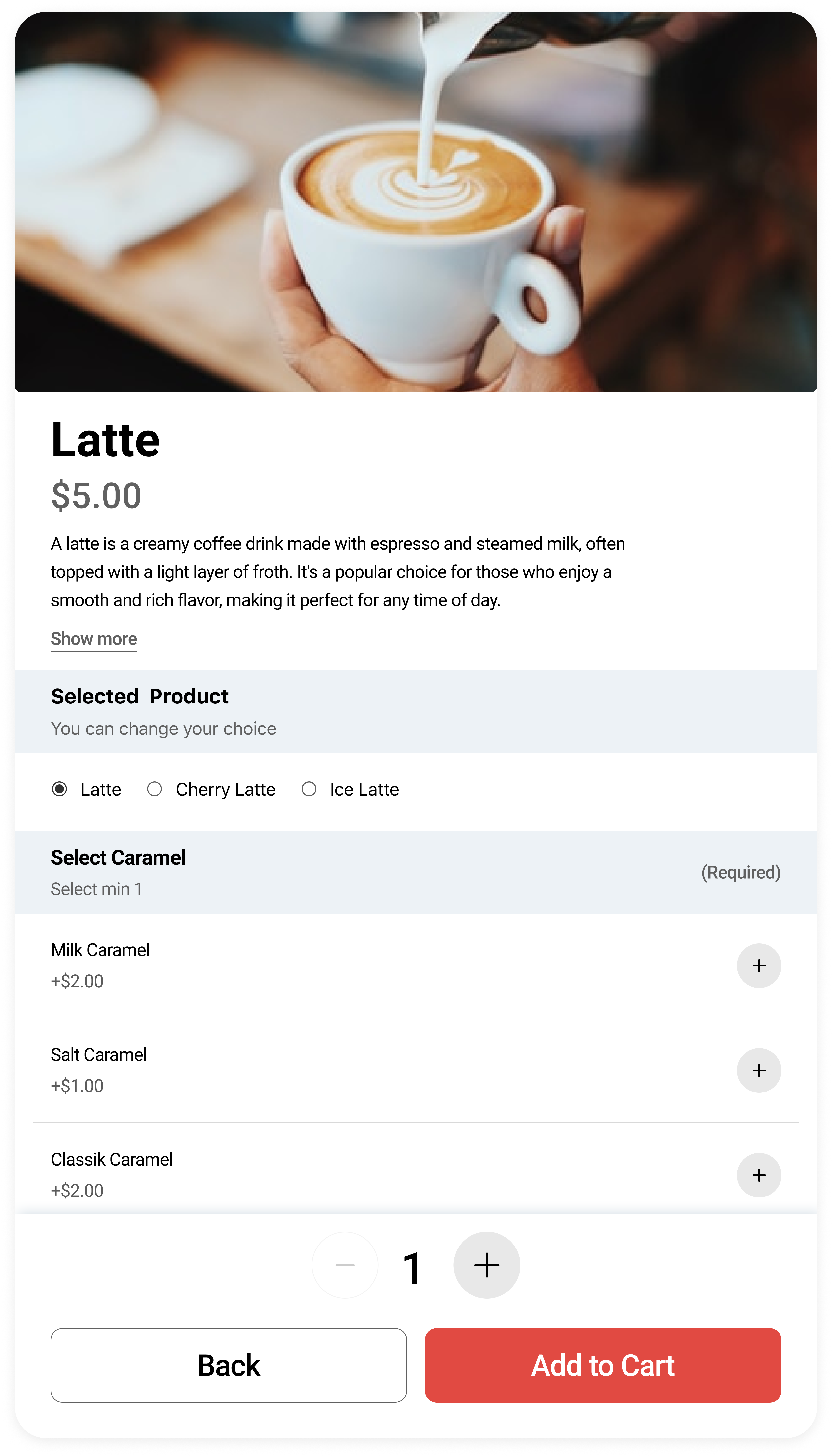 Alternative product selected